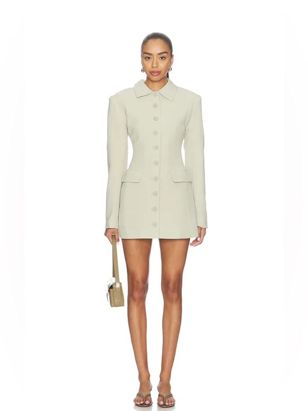 Lioness Cheri Matcha Button-Front Blazer Dress